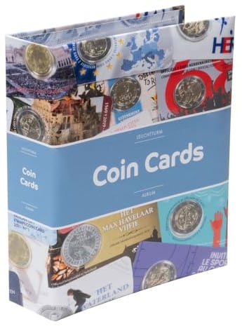 Leuchtturm 368374 Album für 80 Coin Cards, Aufbewahrung inkl. 10 Hüllen, weichmacherfrei, 24,5 x 29 x 7 cm, buntes Cover