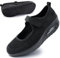 Git-up Damen Walking Schuhe mit Klettverschluss Atmungsaktives Vermascht Krankenschwester Schuhe Leichtes Memory Schaum Luftkissen Sneaker, Mesh-Schwarz 37