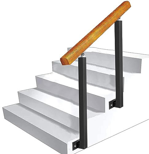 Stufenhandlauf Treppengeländer für den Außenbereich passend für 1–3 Stufen Veranda Übergangshandgeländer für Beton- oder Holztreppen schmiedeeiserner Haltegriff mit verstellbaren Halterungen (Farbe :