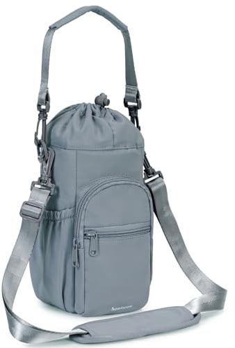 sportsnew Porte Bouteille Isotherme Sac Gourde avec Bandoulière 1l avec Poche pour Téléphone Sac Bouteille d’Eau pour La Randonnée à Pied, Bleu