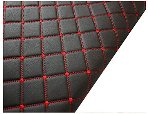 Kunstleder Gesteppt Kaschiert Meterware 160cm ×100cm, Leder Polsterstoff Stoff für Schrank Ledertasche Autositz Sofa Möbel Repara, Schwarz (rote Linie) (Color : Black (red line), Size : 1.6x4m)