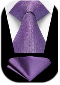 Enlision Cravate Homme Violet Mariage Élégant Cravates et Pochette à Classique Ensemble pour Affaires et Fête