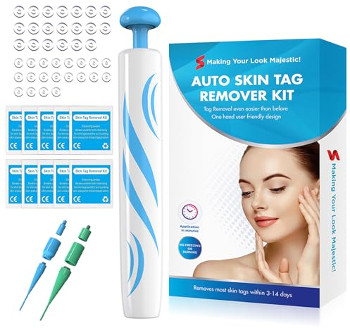 Skin Tag Remover,Skin Tag Removal Kit,Tools with 40 Micro and Regular Skin Tag Bands,10 Cleansing Wipes,Easy Skin Tag Removal Pen Device to Remove,(1mm-8mm) Tags (2in1 Kit) (2-8mm),Safe & Painless