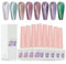 ADHERE 12ml 8pcs Magnetic Cat Eye Gel Nail Polish Kit with Magnetic Stick - Blue Purple Green Mint Silver White Glitter Shining Nail Gel Polish Magnetic Gel Nail Varnish Gel para uñas