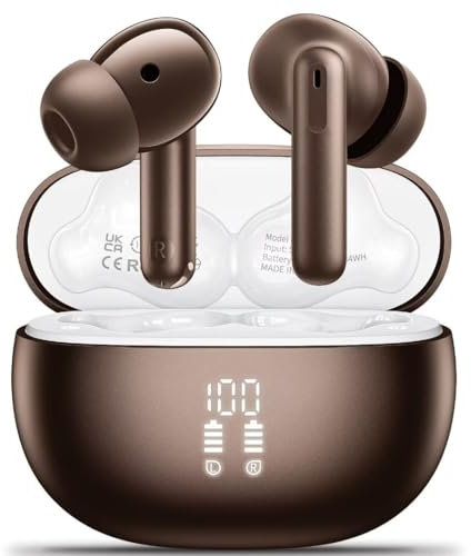 Aoslen Auriculares Inalámbricos Bluetooth 5.3, Cascos Inalambricos Bluetooth HiFi Estéreo Pantalla LED, 42H Auriculares in Ear Control Táctil y Incorporado ENC Cancelación de Ruido IPX7 Impermeables