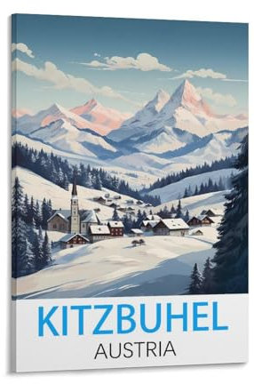 HSAYYIII Kitzbuhel Österreich, Vintage-Reiseposter, 60 x 90 cm, Leinwandkunst, Poster und Wandkunst, Bilddruck, Schlafzimmer-Dekor