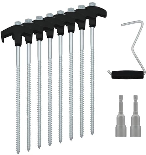 Zueyen 8 x Zeltheringe, Felsbodenhering, Heringe Stahl, Bodenanker, Robuste Zelt-Nagel-Camping-Heringe, Heringe Erdnägel Stabil für Camping 25cm (Schwarz)