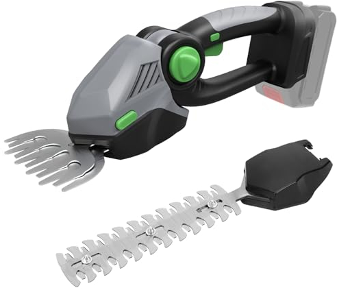 Cordless Hedge Trimmer Compatible with Makita 21 V Battery, 22 cm Steel Blade, Dual Action Blade to Reduce Vibrations, Grass Trimmer Battery for Garden, Lawn (Grey)