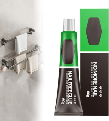 All-Purpose Glue, All Purpose Adhesive Super Glue, Universeller Starker Nagelfreier Kleber, Alleskleber Nail-Free Glue Adhesive Sealant, Wasserfest und Kein Bohren (1, 60g)