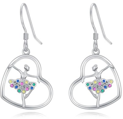 Tier Ohrringe 925 Sterling Silber Fuchs Einhorn Giraffe Elefant Katze Panda Dinosaurier Ohrringe Tier Ohrstecker Schmuck Geschenke für Damen Mädchen Tochter (Ballerina)