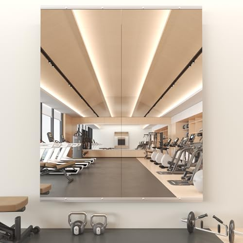Snowdool Fitnessspiegel, 142 x 40,6 cm, 2 Stück, Ganzkörperspiegel für Yoga, Garage, Tanzstudio, rostfreies gehärtetes Glas, rahmenlose Spiegel, Wandmontage, große Workout-Spiegel