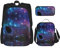 OKFSTY Galaxy Rucksack, 40,6 cm, für Jungen, Vorschule, elementare Büchertasche und Lunchbox, leicht, 3 Stück, Schwarz , Einheitsgröße, Schulranzen-Set