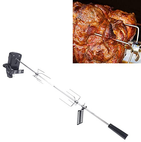 LOYEMAADE 80cm Grillspieß Motor Set, Grillspieß mit Edelstahl Motor 220-240V für Gasgrills, Holzkohlegrills und Elektrogrills