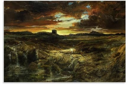 Thomas Moran Childe Roland to The Dark Tower Came Malposter von Thomas Moran, dekoratives Gemälde, Leinwand, Wandkunst, Wohnzimmer, Schlafzimmer, Gemälde, ungerahmt, 30 x 45 cm