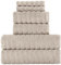 BERIBO Turkish Towel Set 100% Cotton (Cloud) 6 Pieces, 620gsm (Beige)