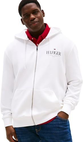 Tommy Hilfiger Herren Hoodie mit Reißverschluss Stacked Hooded aus Baumwolle