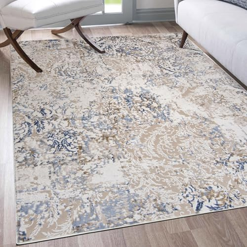 Mazovia Teppich Creme Modern Abstrakt Vintage Teppich - Teppich für Wohnzimmer - ÖKO-TEX Zertifiziert - Teppiche - Creme Beige - 80 x 150 cm