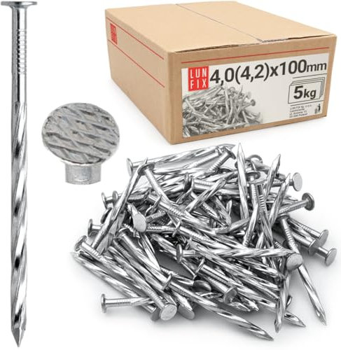 Chiodi rotanti 4 x 100 mm – 5 kg di chiodi per vite in legno zincati a testa piatta 4 x 5/32