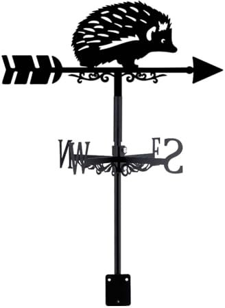 SUPERDANT Wetterhahn In Igelform Süße Wetterhahn fürs Dach In Igelform Schwarze Aus Metall Schuppen Wetterfahnen Tier Wetterfahne Gartendekor Für Bauernhaus Garten Außenbereich Hof Dach Schuppen