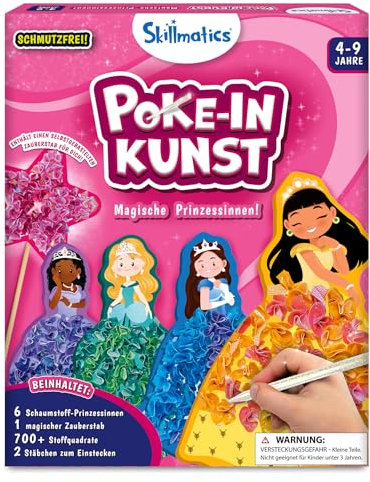 Skillmatics Kunst & Bastelaktivität- Poke-in Kunst magische Prinzessinnen, Schmutzfreie Nähkunst für Kinder, Craft-Kits, DIY-Aktivität, Geschenke für Mädchen und Jungen im Alter von 4, 5, 6, 7, 8, 9