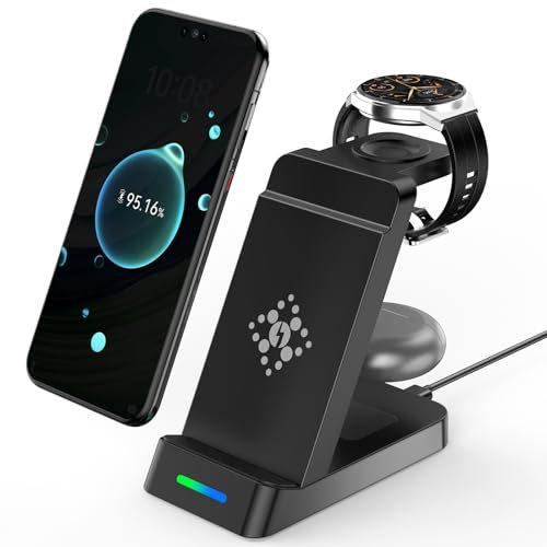 GLILAVOX 3 in 1 Induktive Ladegerät für Huawei P60/P50,P60/P50/P40/P30 Pro,Handy Ladestation für Mate 60/Mate 50/Mate 40/Mate 30 Pro,Wireless Charger für Huawei Watch GT4/3(Gilt nicht für GT/GT2/GT2e)
