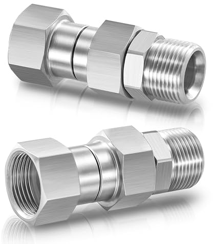 M MINGLE Pressure Washer Swivel Fitting, Metric M22 14mm Thread, 2 Pcs | 360 Degree Rotatable Kink-Free Connection, Stainless Steel, Supports Hot & Cold Water, 30 GPM Max Flow, 4500 PSI