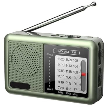Radio AM FM de Banda Completa Portátil | Radio Meteorológica Recargable de Onda Corta Con Conector de Auriculares y Gran Recepción
