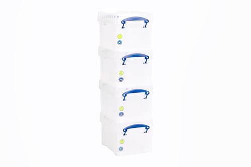 Really Useful Box Plastic Storage 3 Litre Clear (Pack Of 4)