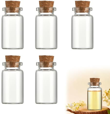 MEKEET 5PCS Mini Glass Bottles with Cork Exquisite Tiny Glass Bottles Versatile Miniature Potion Bottle for DIY Arts Crafts Decoration Weddings Wish Jewelry Party Favors Storage Accessories