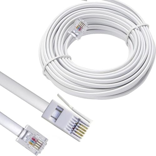 Zguziji 20m white BT Phone to RJ11 Cable 6P2C,Internet Cable for BT,Internet,Broadband,Modem,Router and Landline Telephone