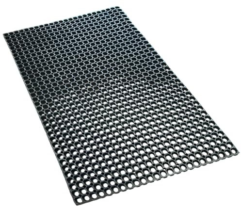LSC Large Rubber Door Mat Heavy Duty Grid Commercial Entrance Door Mat Anti Fatigue Non Slip Mats with Drainage Hole for Industrial Kitchen Restaurant Garage Garden (1, 100 x 150 cm (Rectangular))