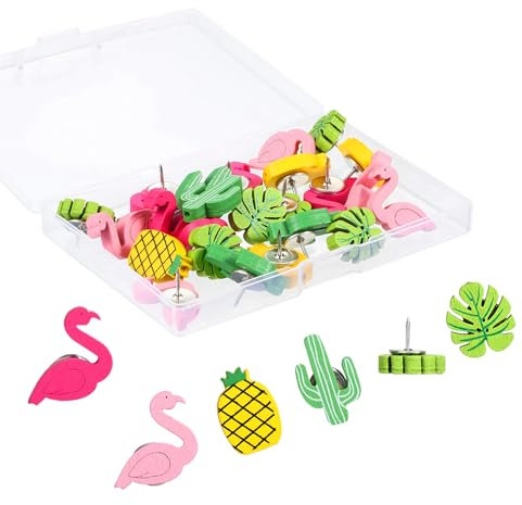 EOAMGO 30 Stück Reißzwecken, Flammenvogel Pinnadeln Kaktus Heftzwecken, Niedliche Reißnägel Dekorative Pinnwandnadeln für Pinnwand, Korktafel, Weltkarte, Schule, Zuhause, Büro