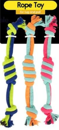 Dog Knotted Rope Toy, Pack of 3, Colourful Twisted Chew and Tug Ropes for Dental Health, Durable Braided, Dental Cleaning, for All Breeds, Puppies, Small and Medium Dogs. Pack of 3 Coloured toys