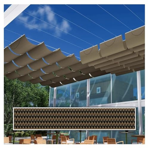 Ausziehbares Pergola-Vordach, verstellbares Sonnensegel, Wellendesign mit Seilzug-Hardware für Terrasse, Deck, Hof, Pavillon (0,6 x 8 m
