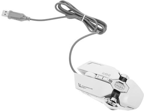 Operitacx Souris de Jeu RGB Filaire Ergonomique Éclairage Programmable pour PC Gamer Bureau Professionnelle Blanc Argenté