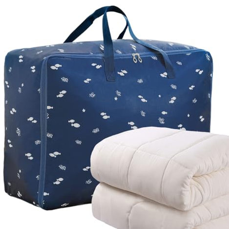 Hogvinnatil Sacchetti per piumini con cerniera, organizer per coperte, pieghevoli, salvaspazio, con cerniera, per vestiti, lenzuola, trapunte, camera da letto