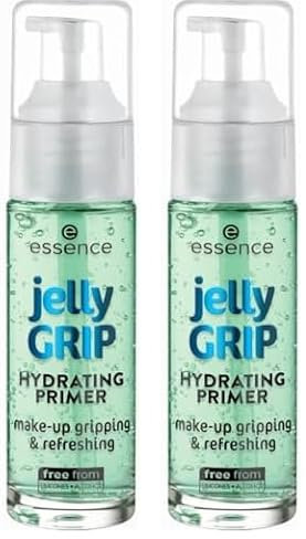 essence jelly GRIP HYDRATING PRIMER, Grün, feuchtigkeitsspendend, glättend, natürlich, für trockene Haut, vegan, ohne Parabene, Nanopartikel frei, glutenfrei, 2er Pack (29ml)