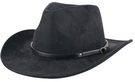 Western Cowboy Hat for Men Women Classic Western Felt Fedora Hats Wide Brim, Perfect for Cowboy Hat Costume and Outdoor Activities(Black)
