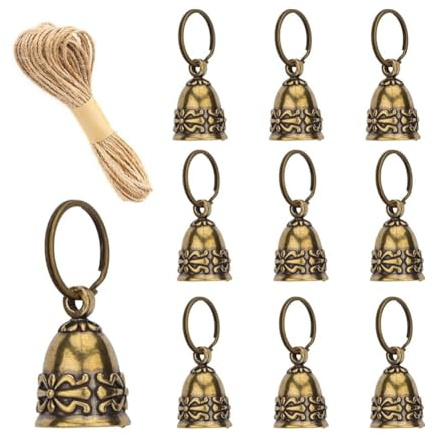 TsoLay 10pcs Copper Antique Bells, Wind Chimes for Home, Door Bells or Decoration Bells for Wedding Decorations, Christmas