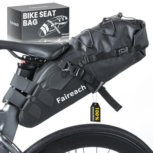 Faireach 100% Wasserdicht Satteltasche Rennrad, 10L Bikepacking Taschen | Rennrad Tasche aus TPU-Gewebe, Fahrrad Satteltasche, für Gravelbike, MTB, Bikepacking, Rennrad