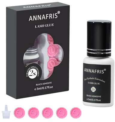 ANNAFRIS Pegamento Pestañas Pelo a Pelo, 2-3 Segundos de Secado, 15-20 días Retención, Negro