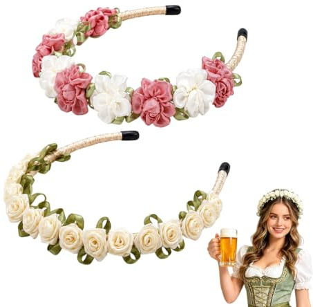 2 Stück Oktoberfest Damen Outfit, Dirndl Haarschmuck | Oktoberfest Accessoires, Handgefertigter Haarschmuck Trachten Haarreif, Dirndl Haarreif Haarschmuck für Party