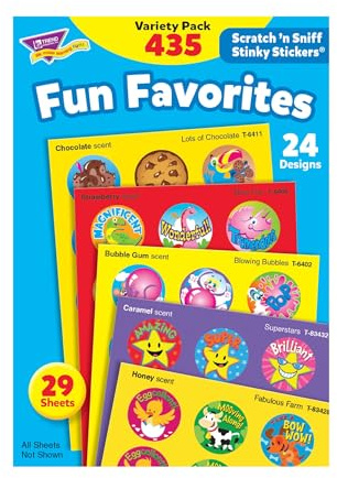 Trend Enterprises: Lustige Favoriten, duftende Scratch 'N Sniff Stinky Aufkleber, Spaß für Belohnungen, Anreize, Basteln und Sammlerstücke, 24 verschiedene Designs, 29 Blatt enthalten, ab 3 Jahren