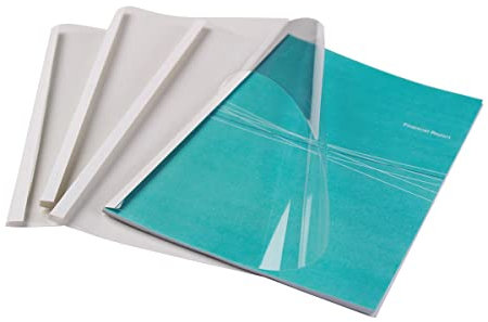 Fellowes Carpetas para encuadernación térmica estándar 1.5 mm, pack de 100, color blanco