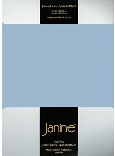 Janine Spannbettlaken Elastic - extra weiches und elastisches Spannbetttuch - für Matratzen 140x200cm bis 160x220cm perlblau