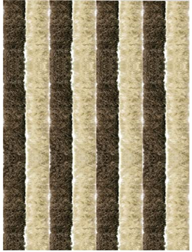 Flauschvorhang, Chenille Vorhang, Insektenschutz für den Sommer Extrabreit, Auswahl: 140x200 Unistreifen beige - braun