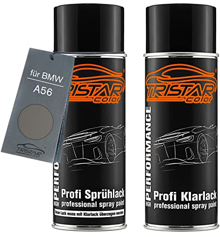 TRISTARcolor Autolack Spraydosen Set für BMW A56 Chrome Line Shadow Metallic Basislack Klarlack Sprühdose 400ml