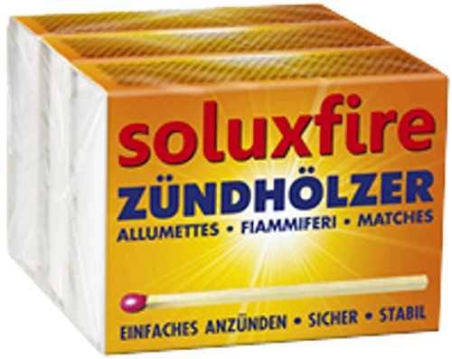 soluxfire Zündhölzer, 3 x 100 Stück