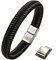 JewelryWe Schmuck Jazz Herren Reines Leder Armband Silber Edelstahl Magnetverschluss Größe einstellbar 8,2 -8,7 (21-22cm) mit Kostenloser Geschenkpackung
