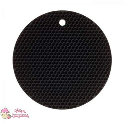 Wabenuntersetzer rund | Premium-Silikon & BPA frei| Hitzebeständig | Spülmaschinenfest | 18cm | Farbe: anthrazit